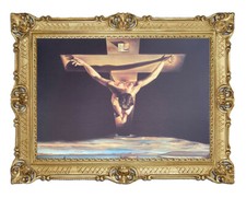 Wandbild Wunderschönes Antik gerahmtes Gemälde 90x70cm By M. Benoit Jesus am Kre