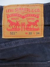 Levi's 511 Slim Cord Jeans Hose W 32 /L 34 Dunkel Blaue Vintage Cordhose, KULT !