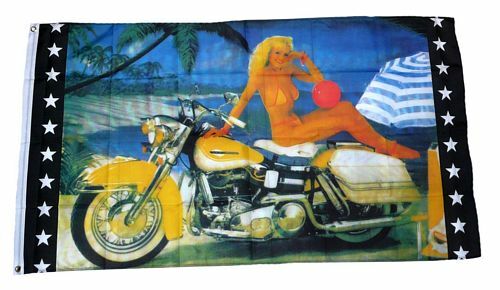 Flagge fahne motorrad lady - flagge,