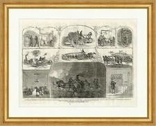 Die neue Feuerwehr für die Stadt New York Amerika Berufe Pferde Holzstich E 6056