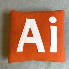 Adobe Illustrator CS4 Logo Dekokissen Sofakissen 26x26cm orange handarbeit neu