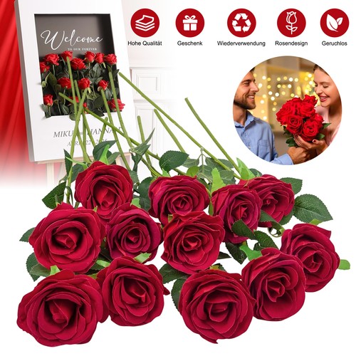 Rote künstliche rosen - 12,
