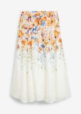 Neu Sommerrock Gr. 42 Wollweiß Bedruckt Damen Ramie-Rock Maxirock