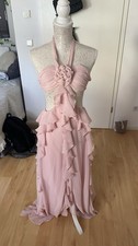 Rosa Chiffon Abendkleid lang
