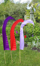 3 Stück 130cm bunte Bali Fahne Fahnen Garten Asien Balinesische Fahne +Stab