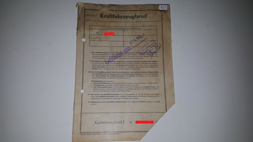 Fahrzeugbrief kfz brief - brief, 1962