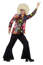 Hippy Hemd Bluse 70er 80er Jahre Kostüm Flowerpower Oberteil Hippie Party Disco