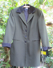 Gehrock Damenmantel Long Jacke 40 olivgrün tailliert ca. 86 cm lang