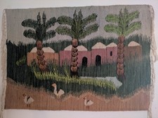 Wandteppich gewebt Afrika naturfarben Palmen 60x82cm Afrikanisch Gänse Natur 