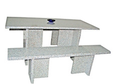 Sitzgarnitur Garten Steinbank Tischgruppe Granit 2 Bänke und 1 Tisch massiv