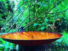 Echt Cortenstahl Design Brunnen massiv mit Pumpe und Beleuchtung warmweiß Solar