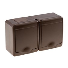 Aufputz Steckdose 2-fach Dose zweifach Feuchtraum IP44 braun serie BETA