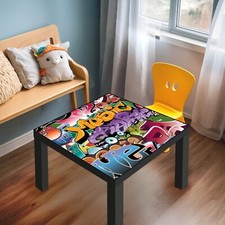 banjado Designabdeckung für Ikea Lack Tisch 55x55 Glasplatte o. Folie Graffiti