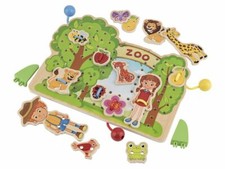 Fädel Spiel Zoo 32-teilig Holzspielzeug Holz Spielzeug Motorik  Lernspiel