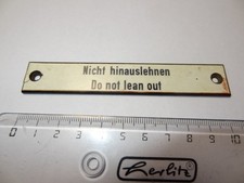 Eisenbahnschild - Nicht hinauslehnen -  Do not lean out - DB - 60er Jahre