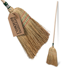 Hochwertiger Strohbesen, Reisstrohbesen 5-Naht mit Buchenholzstiel 141 x 34cm