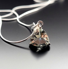 925 Sterling Silber Halskette Prasiolith Edelstein Echtschmuck grüner Amethyst