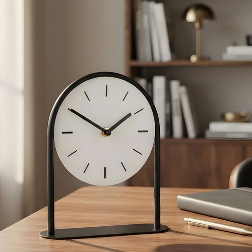 Tischuhr h22cm schwarz weiß - tischuhr,