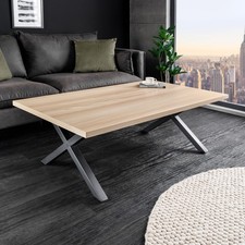 Industrial Couchtisch LOFT - 120cm - natur schwarz - Metall Holzoptik - Gestell