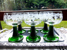 1 von 24  Weingläser Weinrömer 0,1  Luminarc France  70-er grüner Fuß  Weinreben