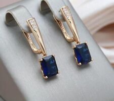 Damen Ohrringe/Hängeohrringe 14k 585 RG Gold Blauer Zirkonia 2,9 Rosegold 