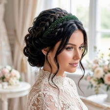 Braut Haarreif Dunkelgrün