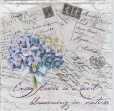 3 Servietten ~ Romantische Briefe mit Veilchen Grüße Karten Liebe