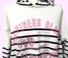 CECIL Sweatshirt XXL 50 52 weiß gestreift Kapuze Glitzer Hoodie