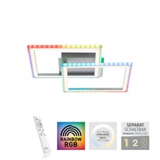 LED Deckenlampe quadratisch silber RGB + CCT dimmbar warmweiß Fernbedienung
