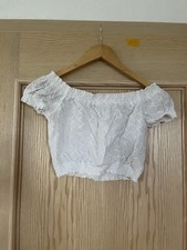 Weißes Spitzen Crop Top
