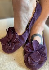 Hochwertige Wildleder Ballerinas f. zu Hause Wandelei Hausschuhe Wildledersohle