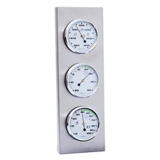 Innen- / Außen- Wetterstation analog Thermometer Hygrometer Barometer Edelstahl