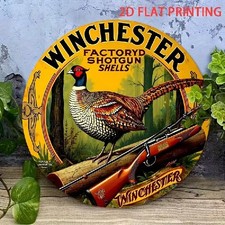 Blechschild rund Winchester Waffen Jagd  Werbeschild Vintage Metallschild TE3873