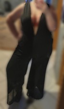 4XL Overal Jumpsuit Schwarz V-Auschnitt Sexy Elegant Plus Size Große Größen