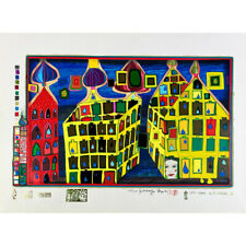 FRIEDENSREICH HUNDERTWASSER Originalserigraphie "MIT DER LIEBE..." handsigniert