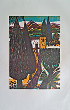 Alfred Pohl Toskana Landschaft Holzschnitt Johannot Bütten 1990 signiert VI/XX