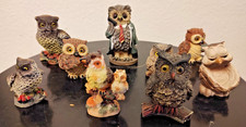 Konvolut Eulen Sammlung - 9 dekorative Eulenfiguren - Vintage