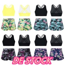 DE Kinder Mädchen Bikini Tankini Set Tops+Shorts Zweiteiler Badeanzug Bademode