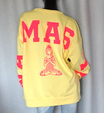 Oversize Sweater Sweat Shirt Namaste helles Gelb Neon Pink Yoga 38,40,42,44 Neu