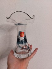 Poschinger Vase Fadenauflage Überfang Glasvase Blau Jugendstil Blumenvase 