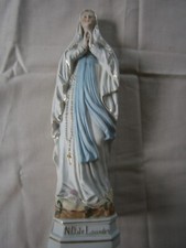 Notre Dame de Lourdes Maria Gottes Madonna Statue Figur Biskuit Porzellan Antik 