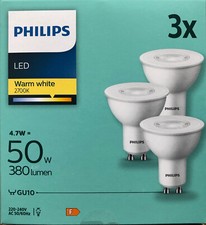 3 er Set Philips GU10 LED Strahler 4,7 W 36° Warmweiß 2700K wie 50W 15000 h