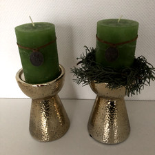 ***Kerzenständer Hammerschlag - 2 Stück mit Kerze - Kerzen - NEU***