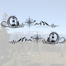 Vinyl Aufkleber Wohnmobil Set Berge Kompass Leuchtturm – Wohnmobil Camper