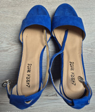 Damenschuhe Laura Mode Keilschuhe Sandalen Keilabsatz Blau - Größe 39 - NEU
