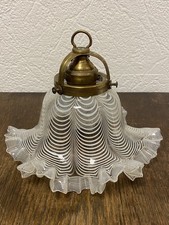 ANTIKE HÄNGELAMPE DECKENLAMPE FADENGLAS WELLENRAND MESSINGFASSUNG JUGENDSTIL