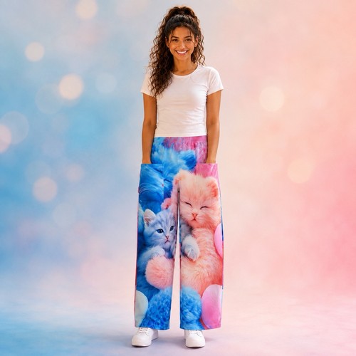 Damen hose katzen - xl, bunt