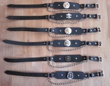 Paar Biker Western Stiefelbänder Bootstraps schwarz 3,8 cm breit mit Motivniete