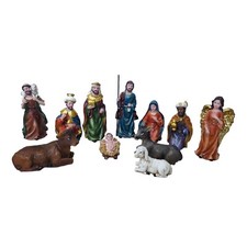11 Krippenfiguren Krippenset Weiß Weihnachtsdeko Figuren Maria Josef Jesus Engel