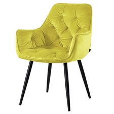 Esszimmerstuhl Samtstuhl gepolstert gelb modern Metallbeine Polsterstuhl Prince